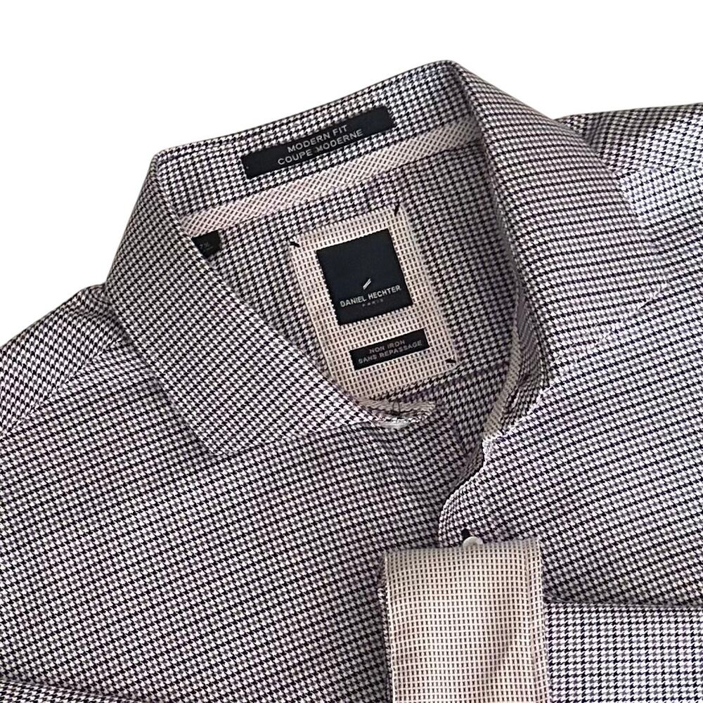 Daniel Hechter Paris Mens Dress Shirt 17.5 34/35 XL Navy Plum